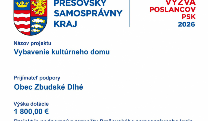 PSK - Vybavenie kultúrneho domu